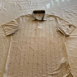 Adidas Men's White and Gray Golf Polo Shirt